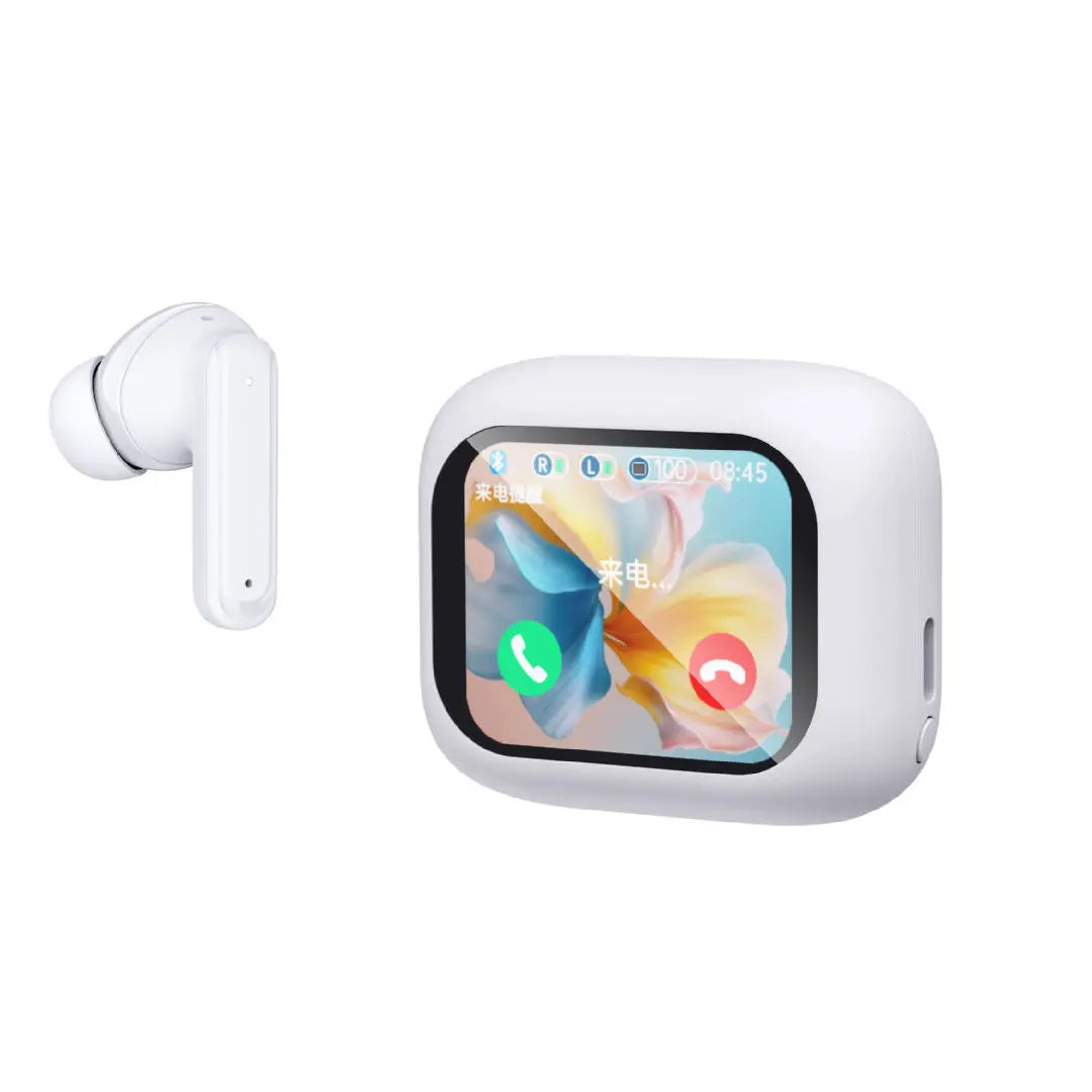 M6 Wireless Earbuds with LCD Touch Screen Charging Case ENC ANC BT 5.3 Hifi Stereo Sound Black/White Digital Display Earphones