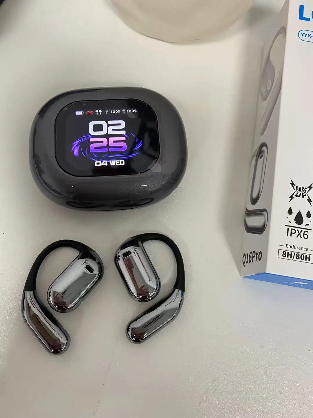 Pro Ear Hook Sports Touch Screen Custom Fit Wireless Earbuds V5.4 ENC IPX-6 Type-C 10-15h Battery