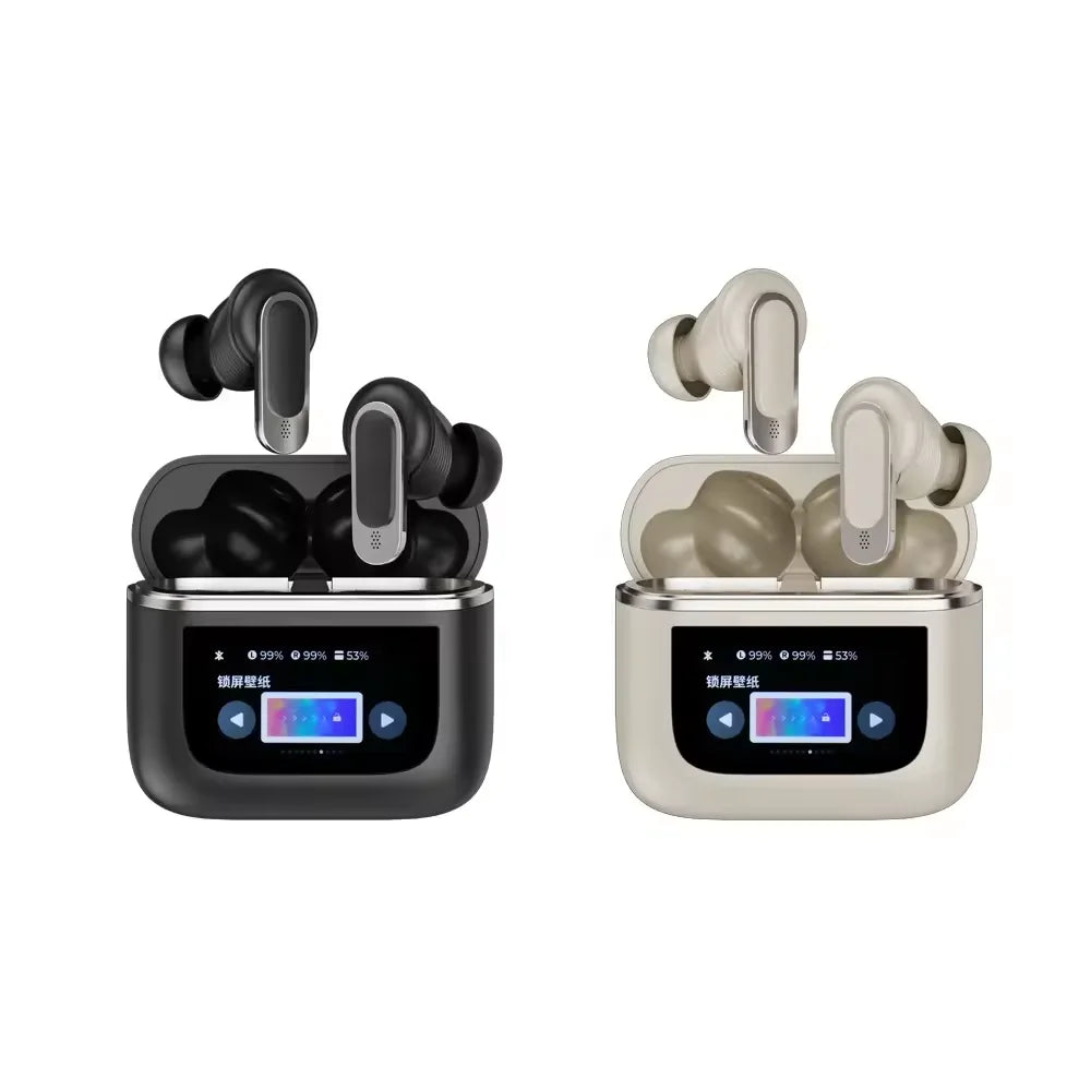V8 TWS Wireless Earbuds 2024 Trending LCD Touch Screen Noise Cancelling Sport Headset Waterproof IPX-5 Touch Screen Earphones