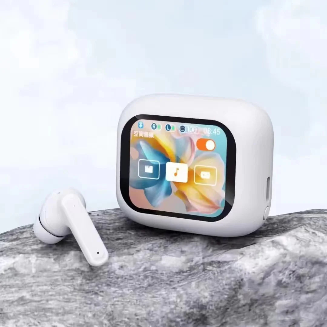 M6 Wireless Earbuds with LCD Touch Screen Charging Case ENC ANC BT 5.3 Hifi Stereo Sound Black/White Digital Display Earphones