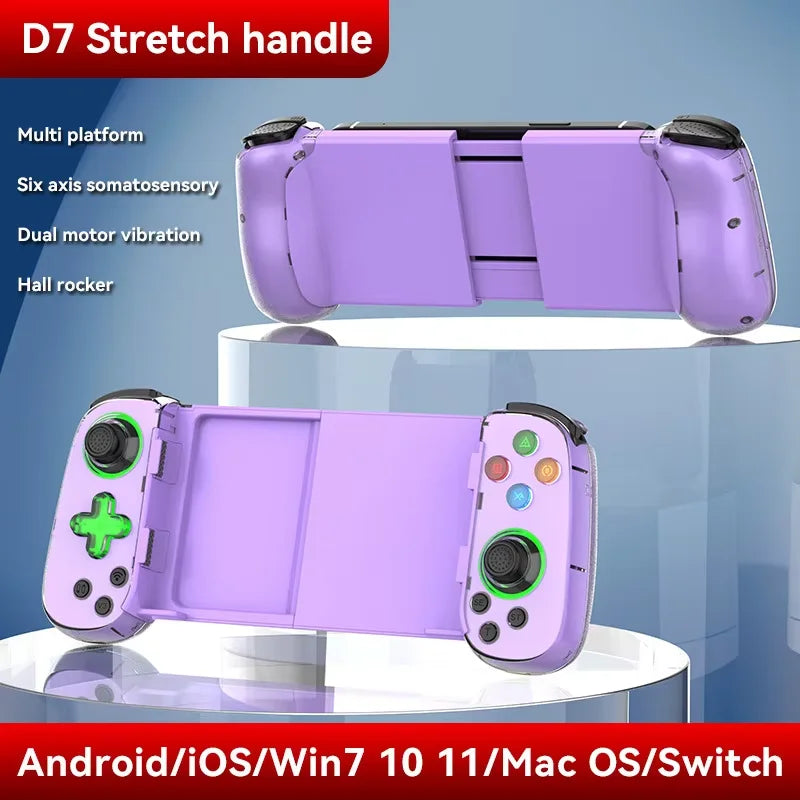 New LED D7 Six Axis BT Portable Gamepad Toystick Wireless Game Controller for Iphone Android PC Win7