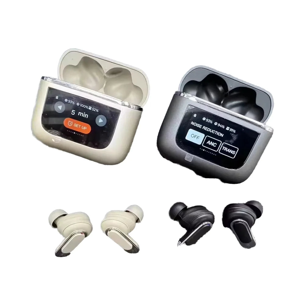 V8 TWS Wireless Earbuds 2024 Trending LCD Touch Screen Noise Cancelling Sport Headset Waterproof IPX-5 Touch Screen Earphones