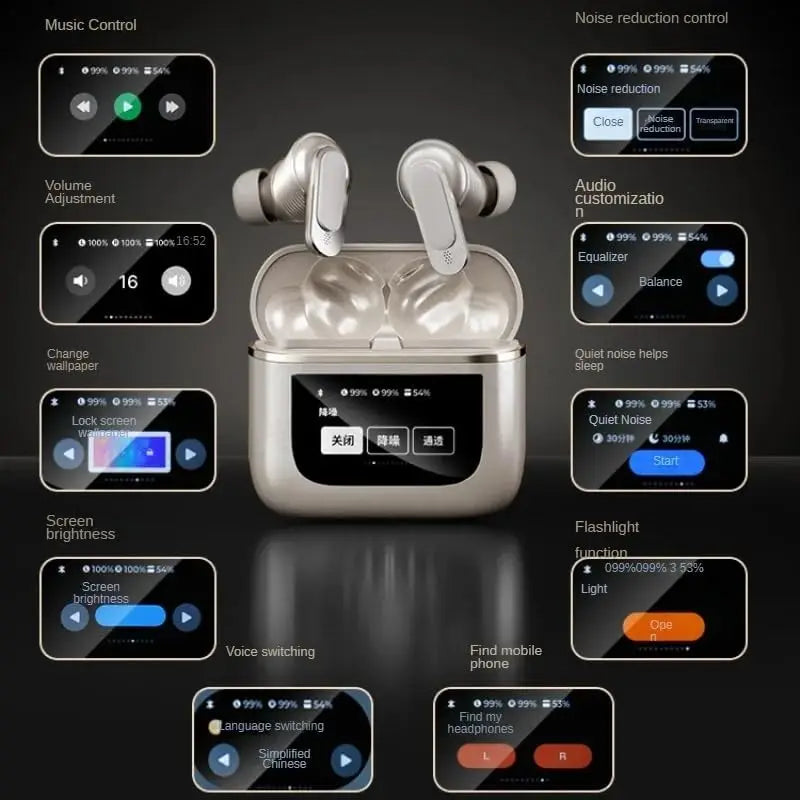 Original V8 Tour Pro Tws Earbuds Lcd Touch Screen ANC ENC Noise Cancellation in Ear Wireless Earphone BT 5.3 Headphone