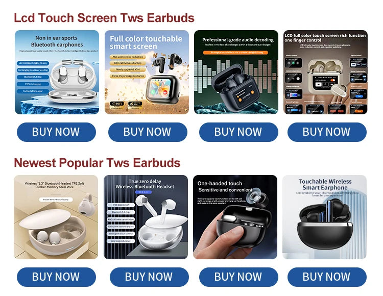 Original V8 Tour Pro Tws Earbuds Lcd Touch Screen ANC ENC Noise Cancellation in Ear Wireless Earphone BT 5.3 Headphone