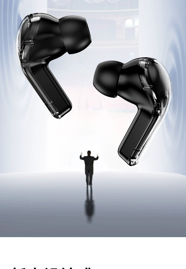 Good-looking HiFi Surround Sound Wireless Bluetooth Headset Touch Control In-Ear Gaming Music Listener Transparent Design Long Battery Life