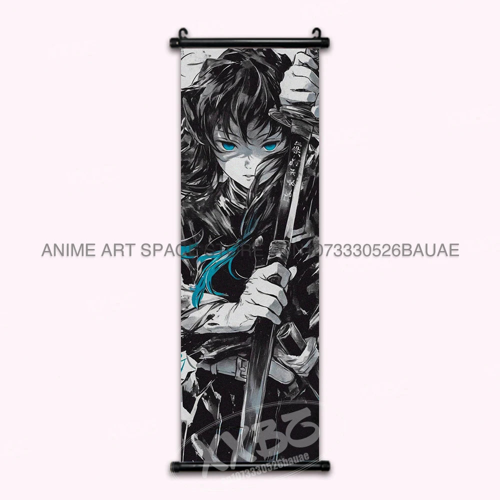 Demon Slayer Hanging Painting Kamado Tanjirou Home Decor Agatsuma Zenitsu Scroll Picture Hashibira Inosuke Anime Poster Wall Art