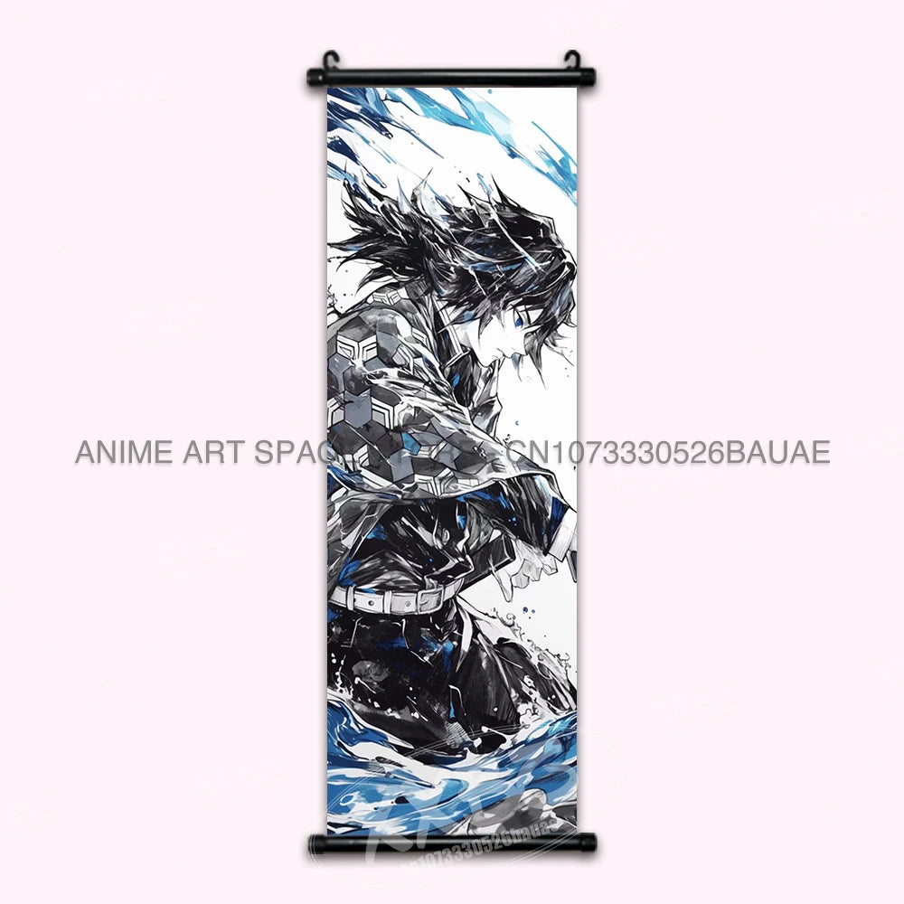 Demon Slayer Hanging Painting Kamado Tanjirou Home Decor Agatsuma Zenitsu Scroll Picture Hashibira Inosuke Anime Poster Wall Art