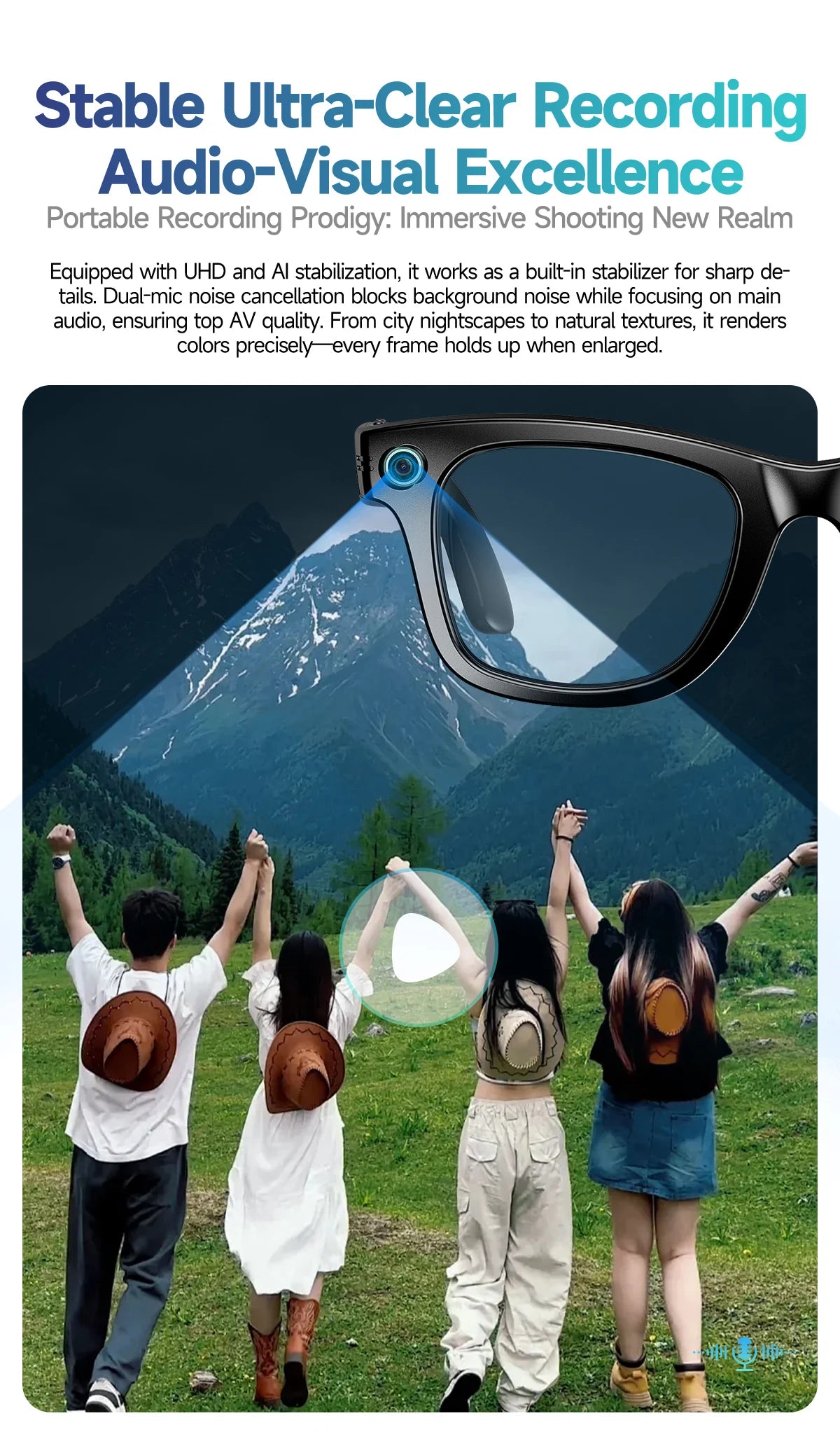 AI for Meta Smart Glasses 8MP Camera Video Recording 100+ Languages Translation Sunglasses Bluetooth Call Music Play