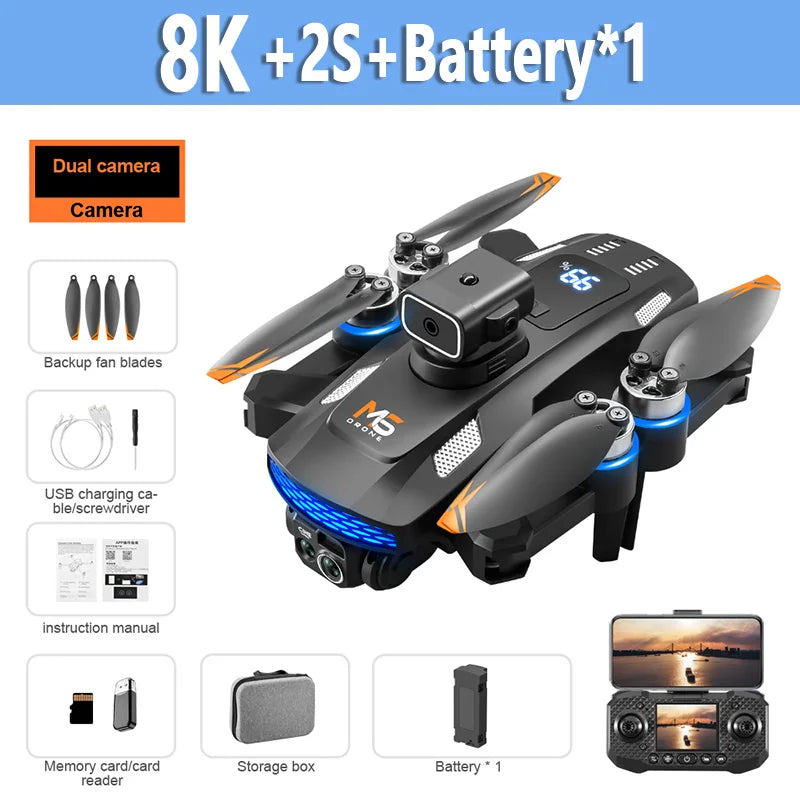 M6 Drone Brushless Motor Professional 8K HD Aerial Photography Obstacle Avoidance UAV Four-Rotor Helicopter Toys
