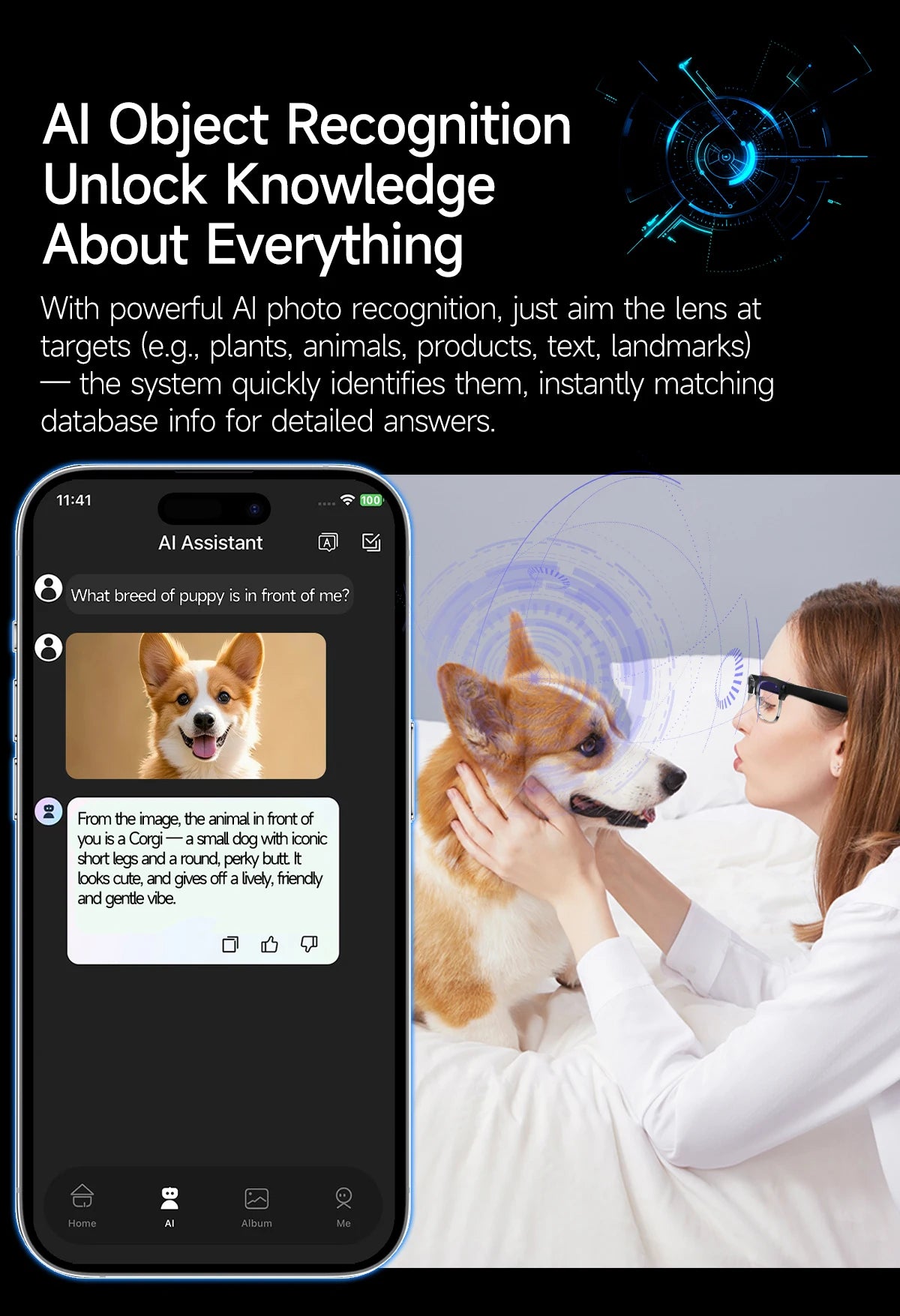 Smart Glasses With Camera Video Recording AI Photo Recognition Bluetooth Call Translation Voice Sunglasses Men