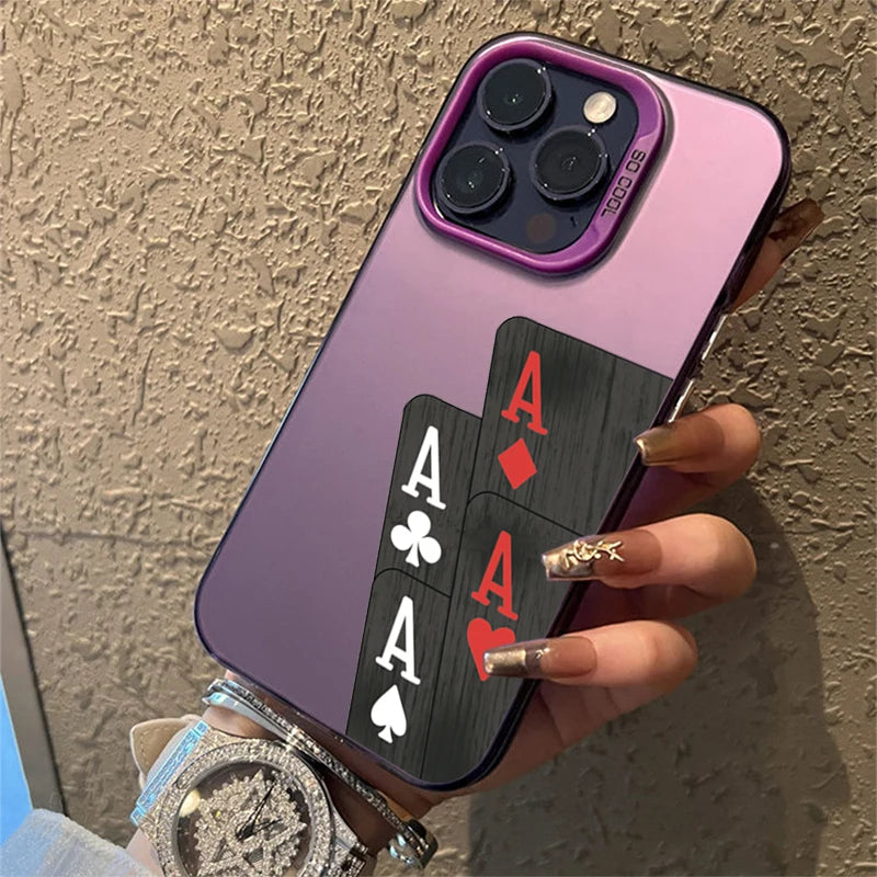 Poker for Iphone 16 7 8 Plus X XR XS MAX 11 12 13 Pro 14 15 16 17 Pro Max Shockproof Ultra-Thin Hard Cover Protective Phone Case