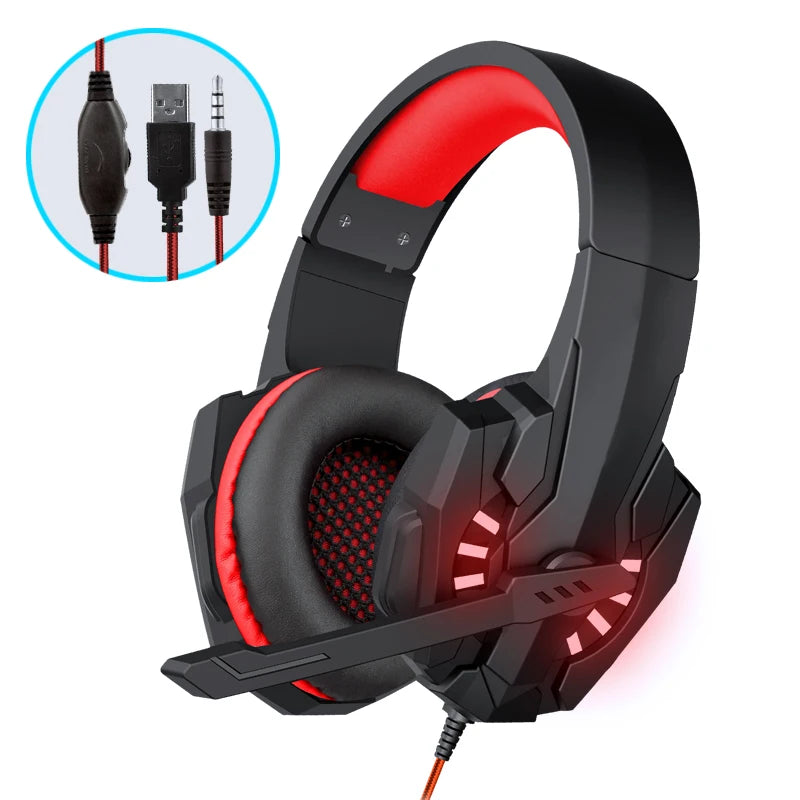 A7 Gaming Headset Deep Bass Stereo Wired Headphone Glowing Earphone with Mic for PS5 PS4 XBOX Laptop Computer Gamer Esports
