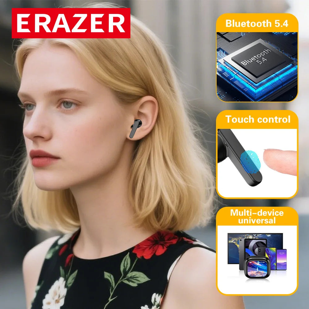 ERAZER LCD Touch Screen Bluetooth Earbuds Earphone ANC noise cancelling wireless Headphone waterproof earbuds HD stereo Headset