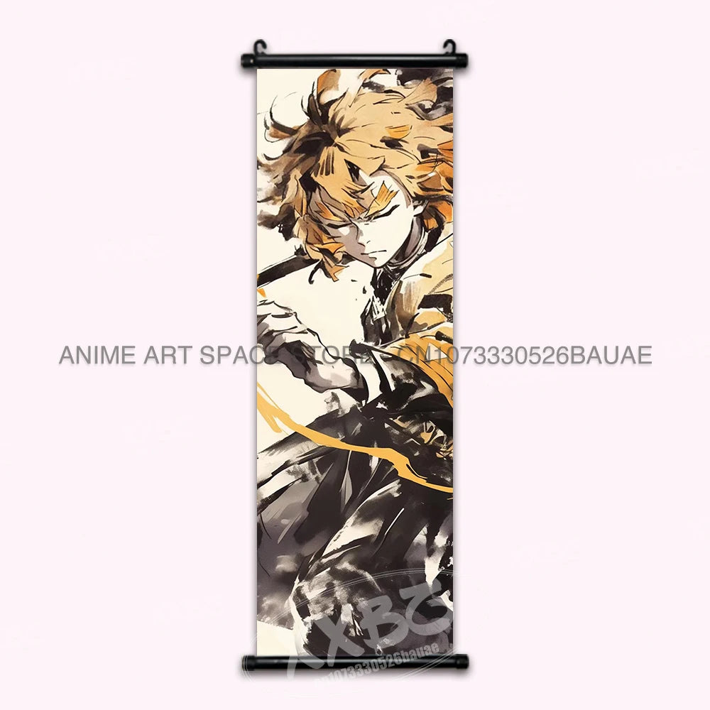 Demon Slayer Hanging Painting Kamado Tanjirou Home Decor Agatsuma Zenitsu Scroll Picture Hashibira Inosuke Anime Poster Wall Art