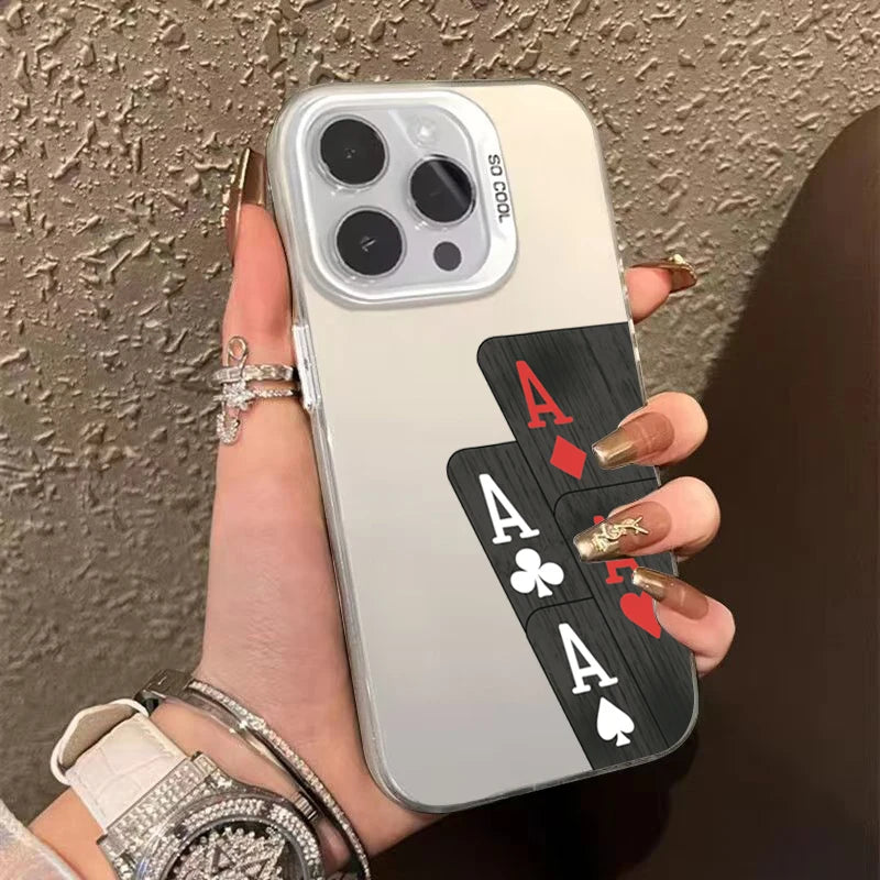 Poker for Iphone 16 7 8 Plus X XR XS MAX 11 12 13 Pro 14 15 16 17 Pro Max Shockproof Ultra-Thin Hard Cover Protective Phone Case