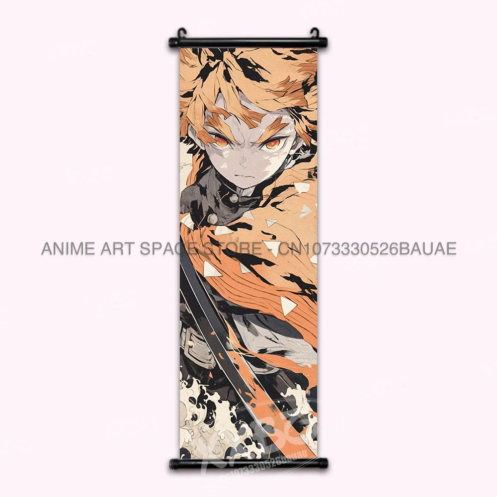 Demon Slayer Hanging Painting Kamado Tanjirou Home Decor Agatsuma Zenitsu Scroll Picture Hashibira Inosuke Anime Poster Wall Art