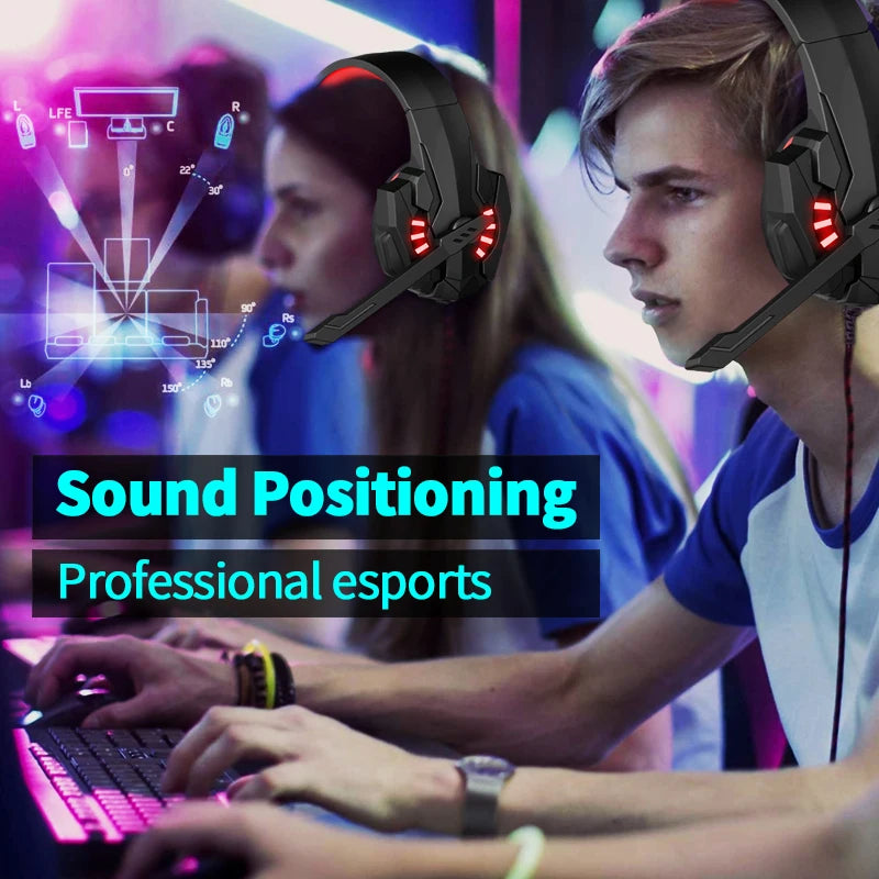 A7 Gaming Headset Deep Bass Stereo Wired Headphone Glowing Earphone with Mic for PS5 PS4 XBOX Laptop Computer Gamer Esports
