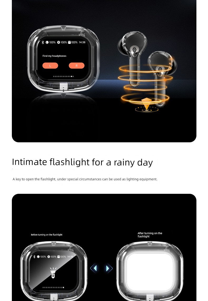 Good-looking HiFi Surround Sound Wireless Bluetooth Headset Touch Control In-Ear Gaming Music Listener Transparent Design Long Battery Life