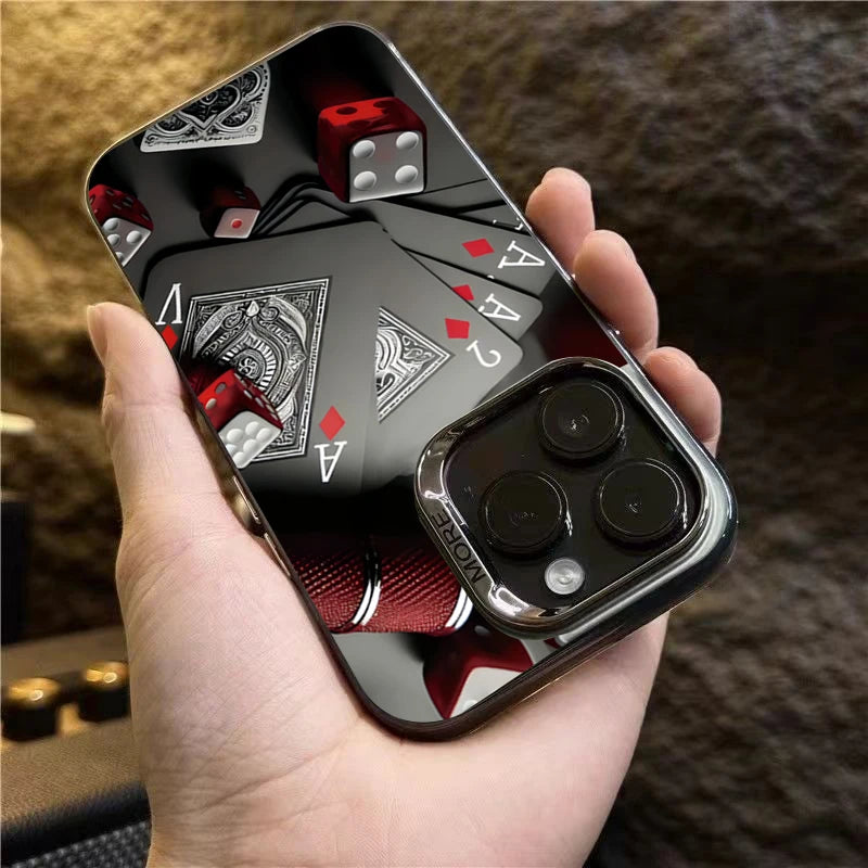Poker for Iphone 16 7 8 Plus X XR XS MAX 11 12 13 Pro 14 15 16 17 Pro Max Shockproof Ultra-Thin Hard Cover Protective Phone Case