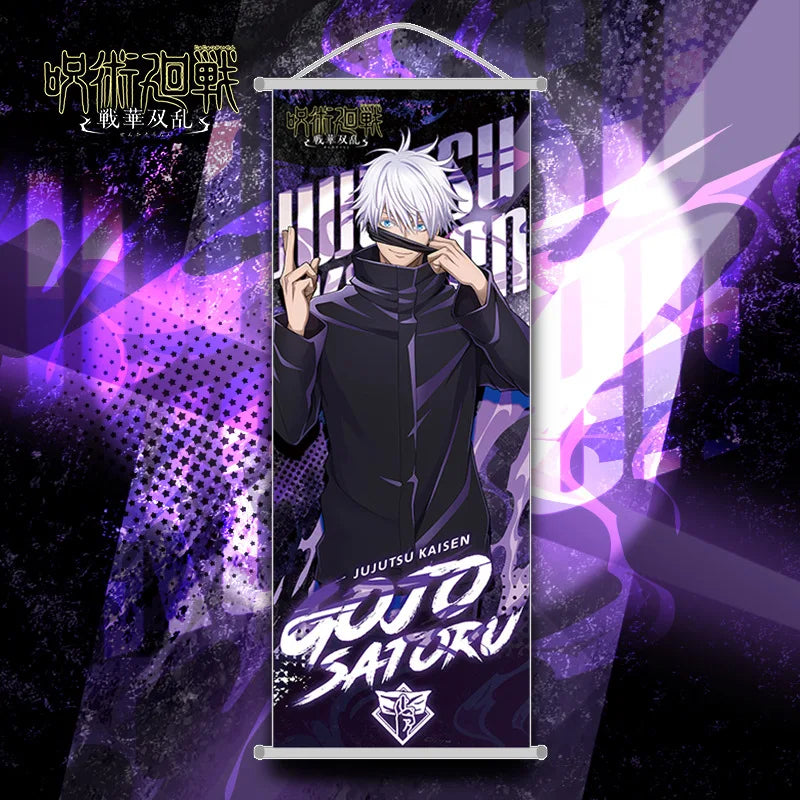 New Bandai Jujutsu Kaisen Itadori Yuji Anime Peripherals Hanging Poster Satoru Gojo Geto Suguru Scroll Mural 25*70cm