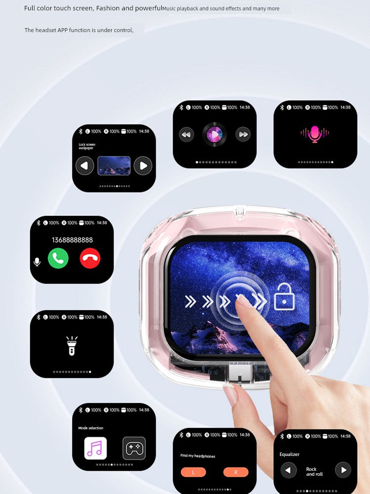 Good-looking HiFi Surround Sound Wireless Bluetooth Headset Touch Control In-Ear Gaming Music Listener Transparent Design Long Battery Life