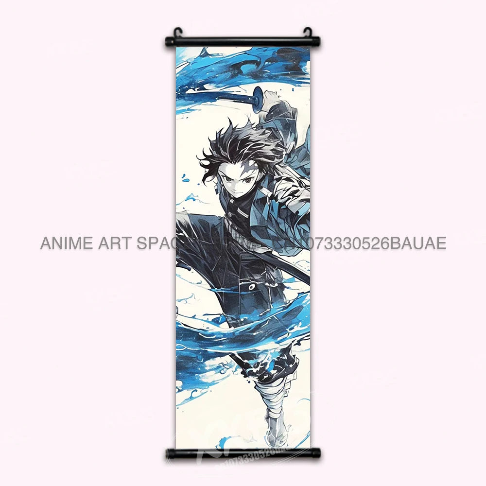 Demon Slayer Hanging Painting Kamado Tanjirou Home Decor Agatsuma Zenitsu Scroll Picture Hashibira Inosuke Anime Poster Wall Art