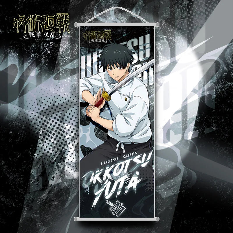 New Bandai Jujutsu Kaisen Itadori Yuji Anime Peripherals Hanging Poster Satoru Gojo Geto Suguru Scroll Mural 25*70cm