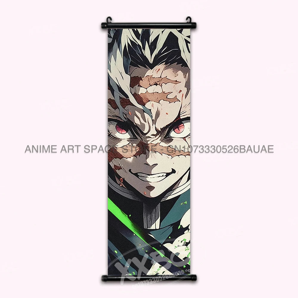 Demon Slayer Hanging Painting Kamado Tanjirou Home Decor Agatsuma Zenitsu Scroll Picture Hashibira Inosuke Anime Poster Wall Art