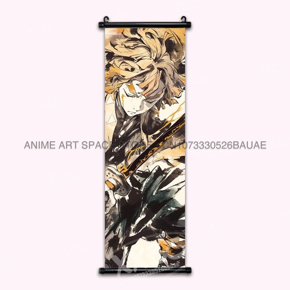 Demon Slayer Hanging Painting Kamado Tanjirou Home Decor Agatsuma Zenitsu Scroll Picture Hashibira Inosuke Anime Poster Wall Art