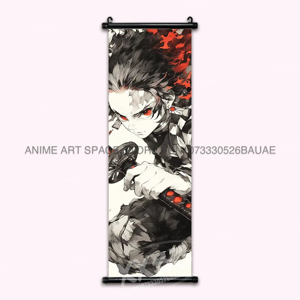 Demon Slayer Hanging Painting Kamado Tanjirou Home Decor Agatsuma Zenitsu Scroll Picture Hashibira Inosuke Anime Poster Wall Art