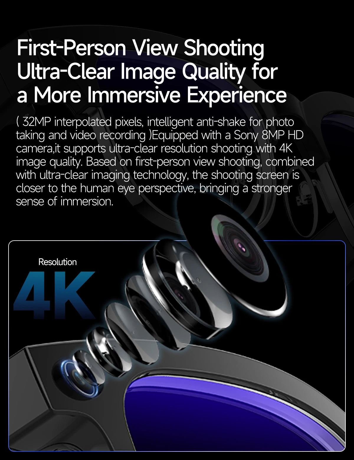 Smart Glasses With Camera Video Recording AI Photo Recognition Bluetooth Call Translation Voice Sunglasses Men
