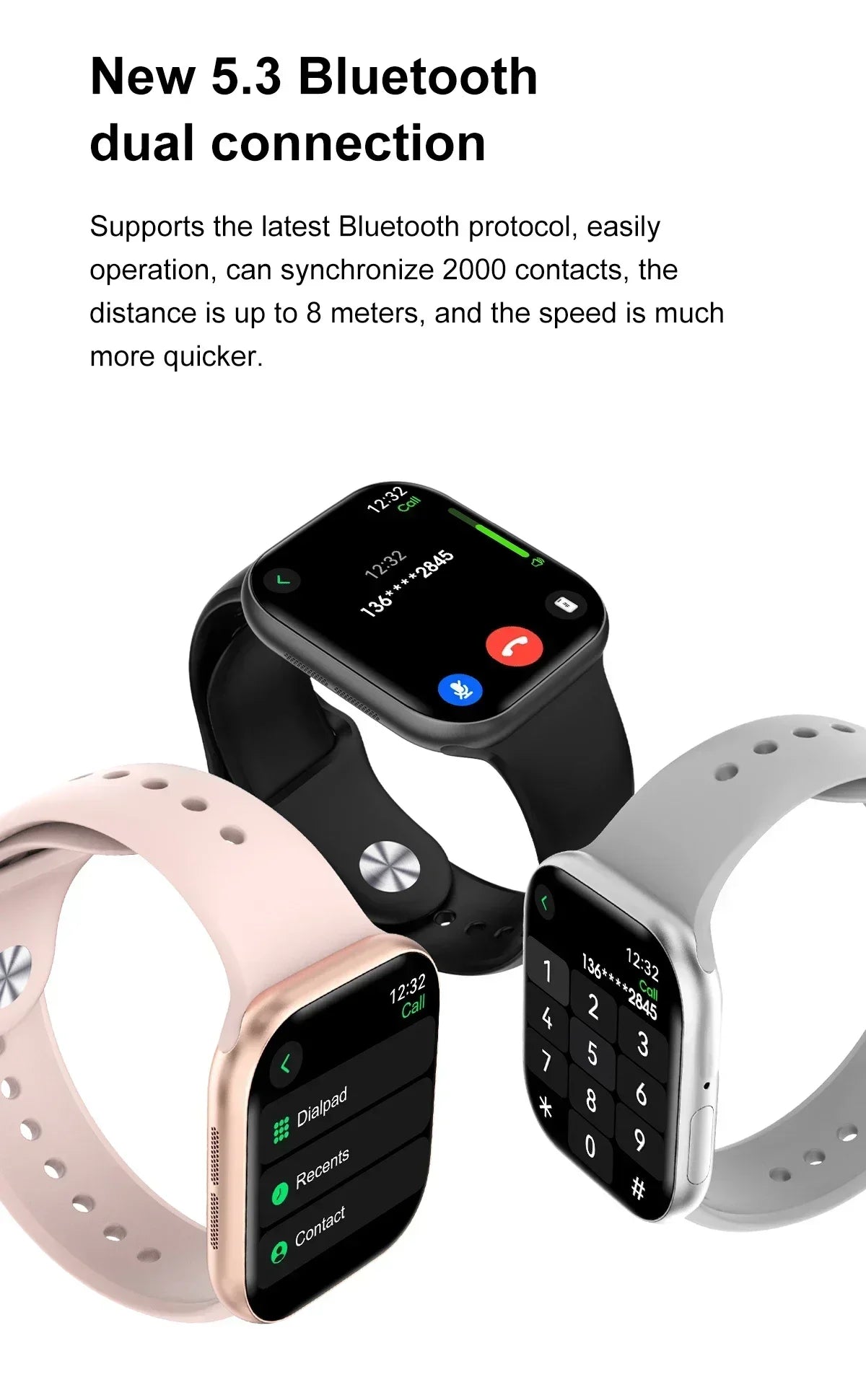 32GB Memory HD AMOLED Smart Watch with NFC Compass Bluetooth Call Waterproof for Men And Women Fitness Tracker with Music Control