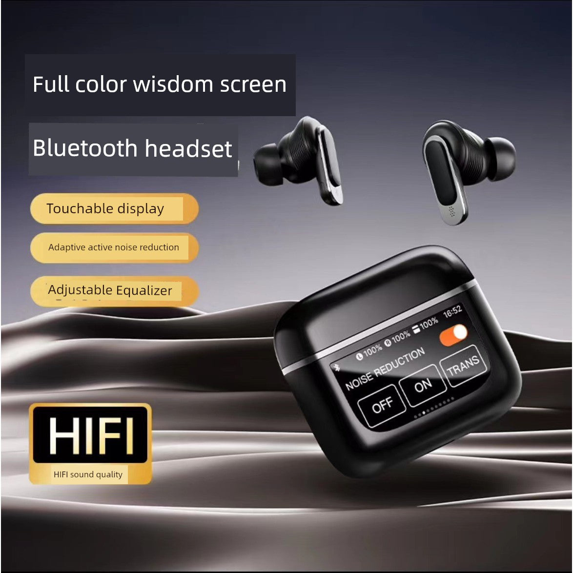 Smart Touch Screen Wireless Bluetooth Headset In-Ear Sports Business High Sound Quality Active Noise Reduction Long Battery Life
