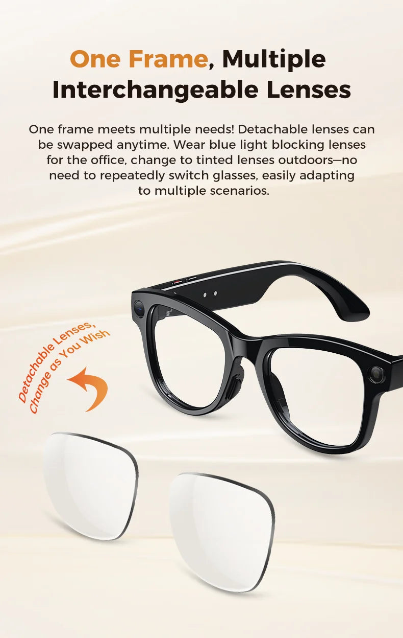AI Glasses 1080P HD Camera M02 Ultra ChatGPT 3600mAh Charging Case Power Bank 32GB Translation Music Video Sunglasses