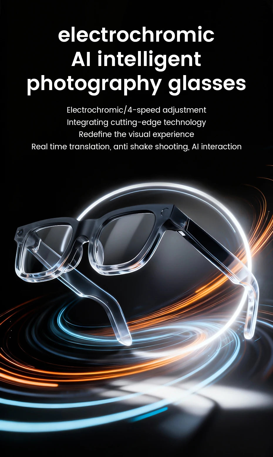 Smart Glasses 800W HD Photo Video AI Record Translation Touch Photochromic Lenses Bluetooth Call Music Multifunction Glasses