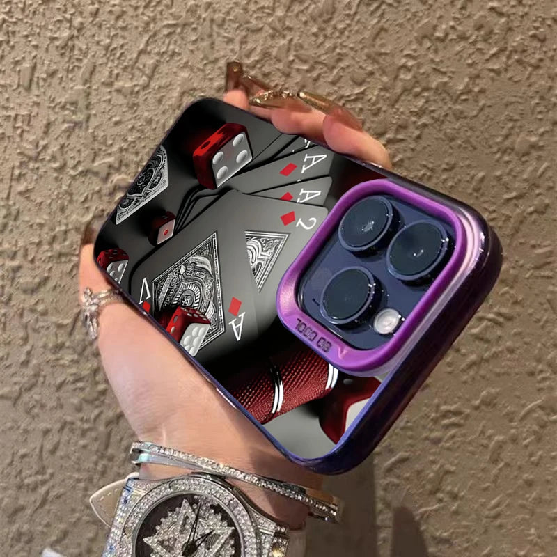 Poker for Iphone 16 7 8 Plus X XR XS MAX 11 12 13 Pro 14 15 16 17 Pro Max Shockproof Ultra-Thin Hard Cover Protective Phone Case