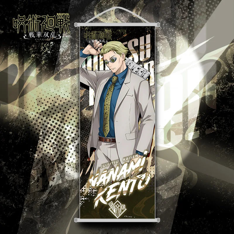 New Bandai Jujutsu Kaisen Itadori Yuji Anime Peripherals Hanging Poster Satoru Gojo Geto Suguru Scroll Mural 25*70cm