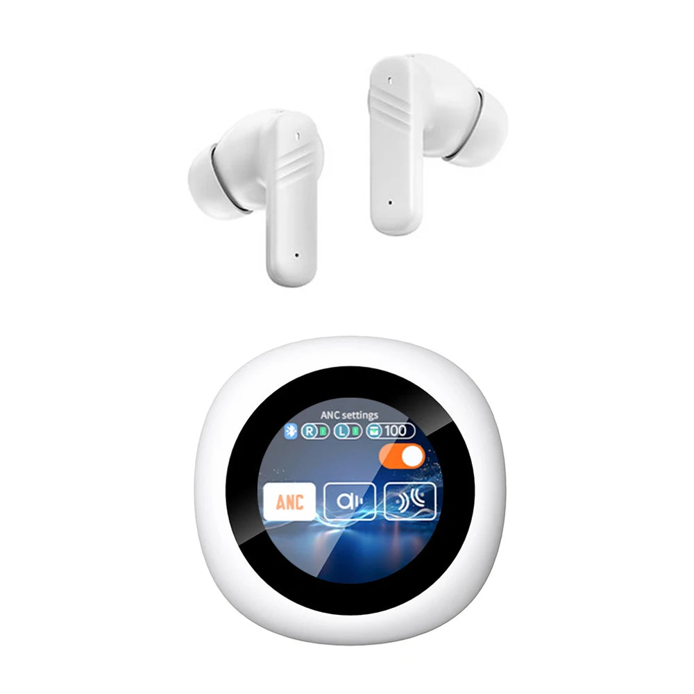 Full Touch Screen Headphones ANC Bluetooth 5.4 Noise Cancelling Earphones Wireless In-Ear ENC Earbuds With Mic for Smartphone