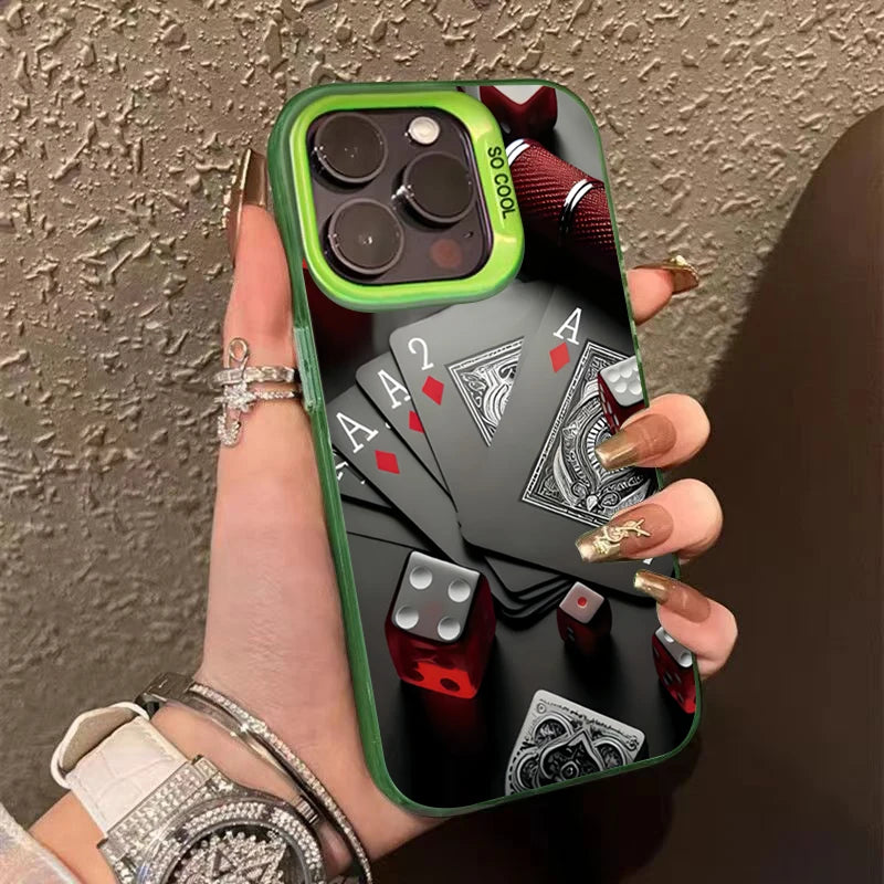Poker for Iphone 16 7 8 Plus X XR XS MAX 11 12 13 Pro 14 15 16 17 Pro Max Shockproof Ultra-Thin Hard Cover Protective Phone Case