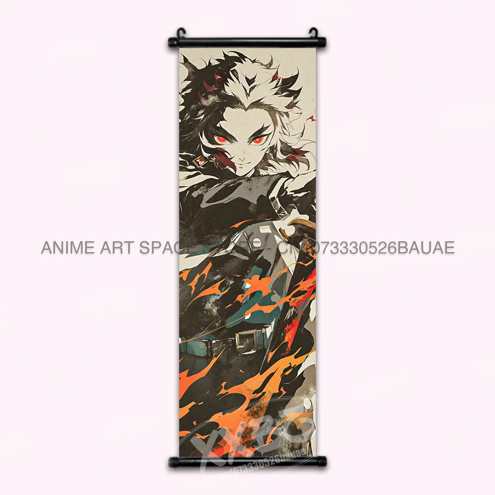 Demon Slayer Hanging Painting Kamado Tanjirou Home Decor Agatsuma Zenitsu Scroll Picture Hashibira Inosuke Anime Poster Wall Art