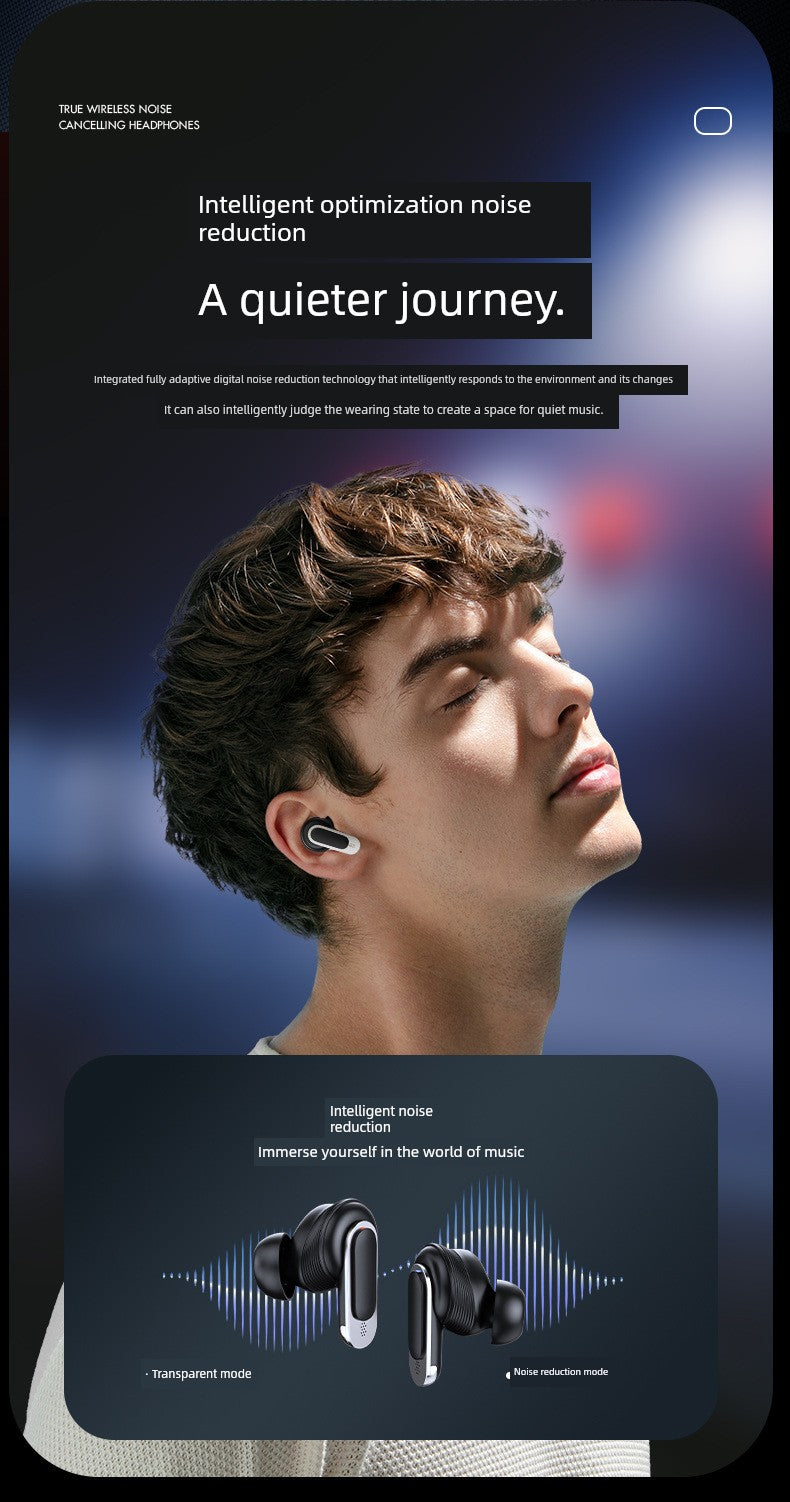 Smart Touch Screen Wireless Bluetooth Headset In-Ear Sports Business High Sound Quality Active Noise Reduction Long Battery Life