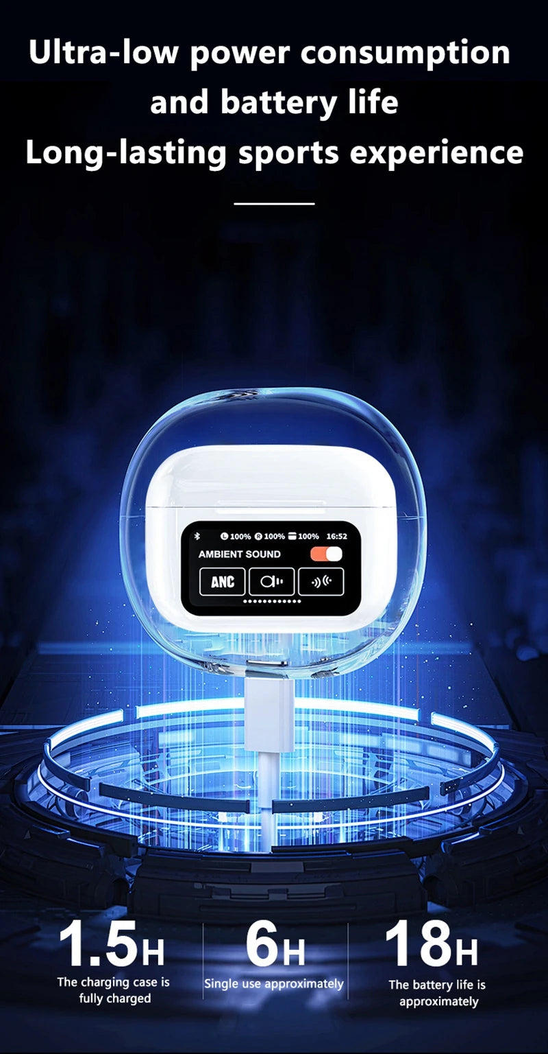 VIVO AI Wireless Bluetooth Earphones with Touch Screen 147 Language AI Translator 8 Hours Battery In-Ear Headphones with Mic