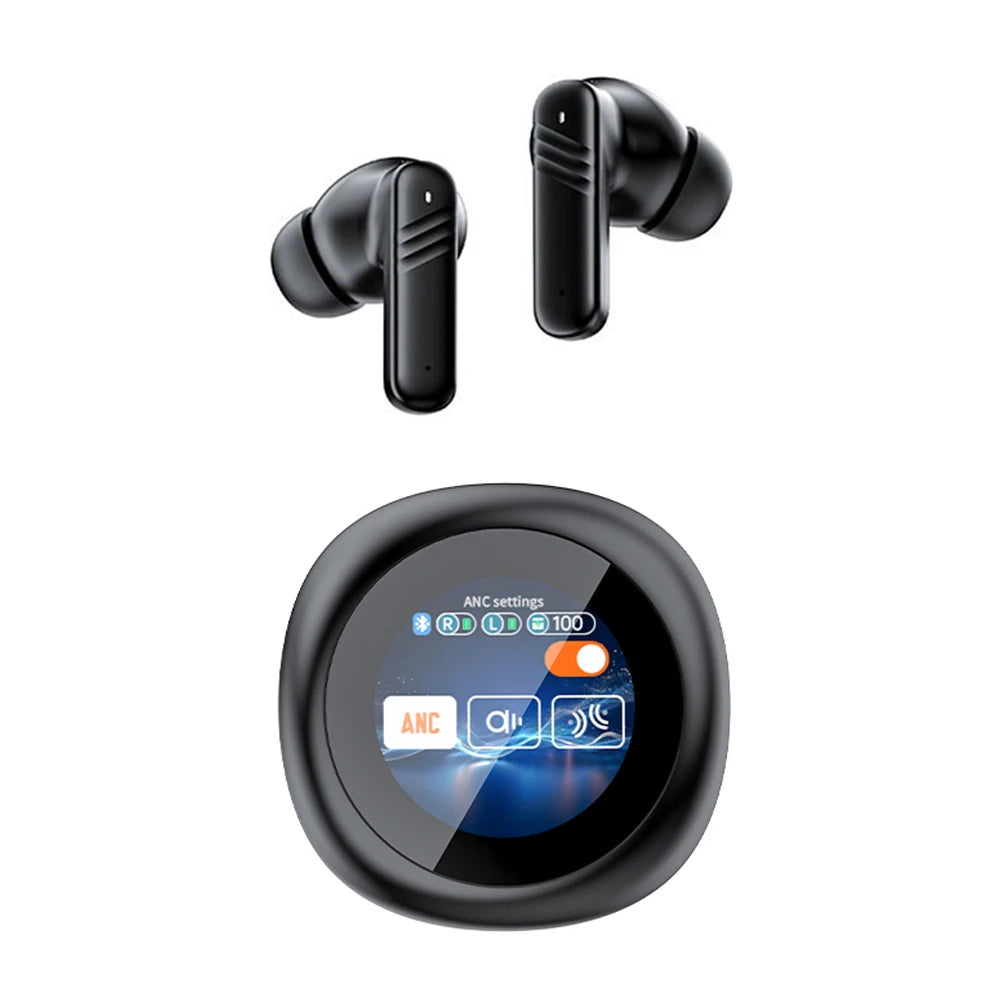 Full Touch Screen Headphones ANC Bluetooth 5.4 Noise Cancelling Earphones Wireless In-Ear ENC Earbuds With Mic for Smartphone