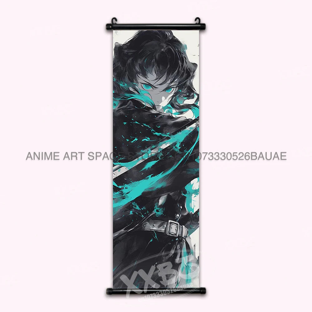 Demon Slayer Hanging Painting Kamado Tanjirou Home Decor Agatsuma Zenitsu Scroll Picture Hashibira Inosuke Anime Poster Wall Art