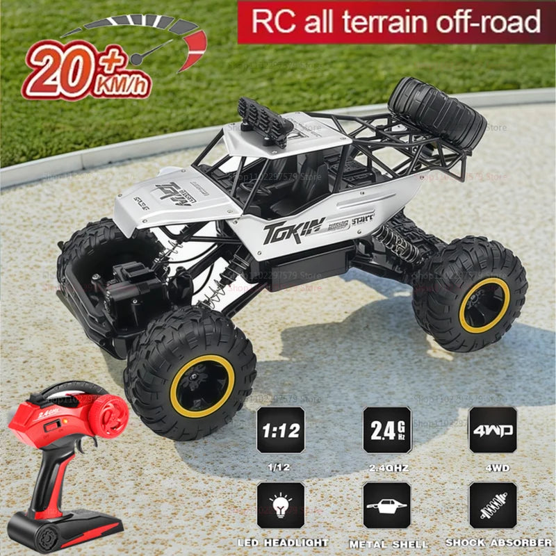 RC Cars 1:12/16 Scale Remote Control Car 4WD High Speed 20Km/h Electric Toys Off Road Vehicles Truck with LED Headlight for Kids