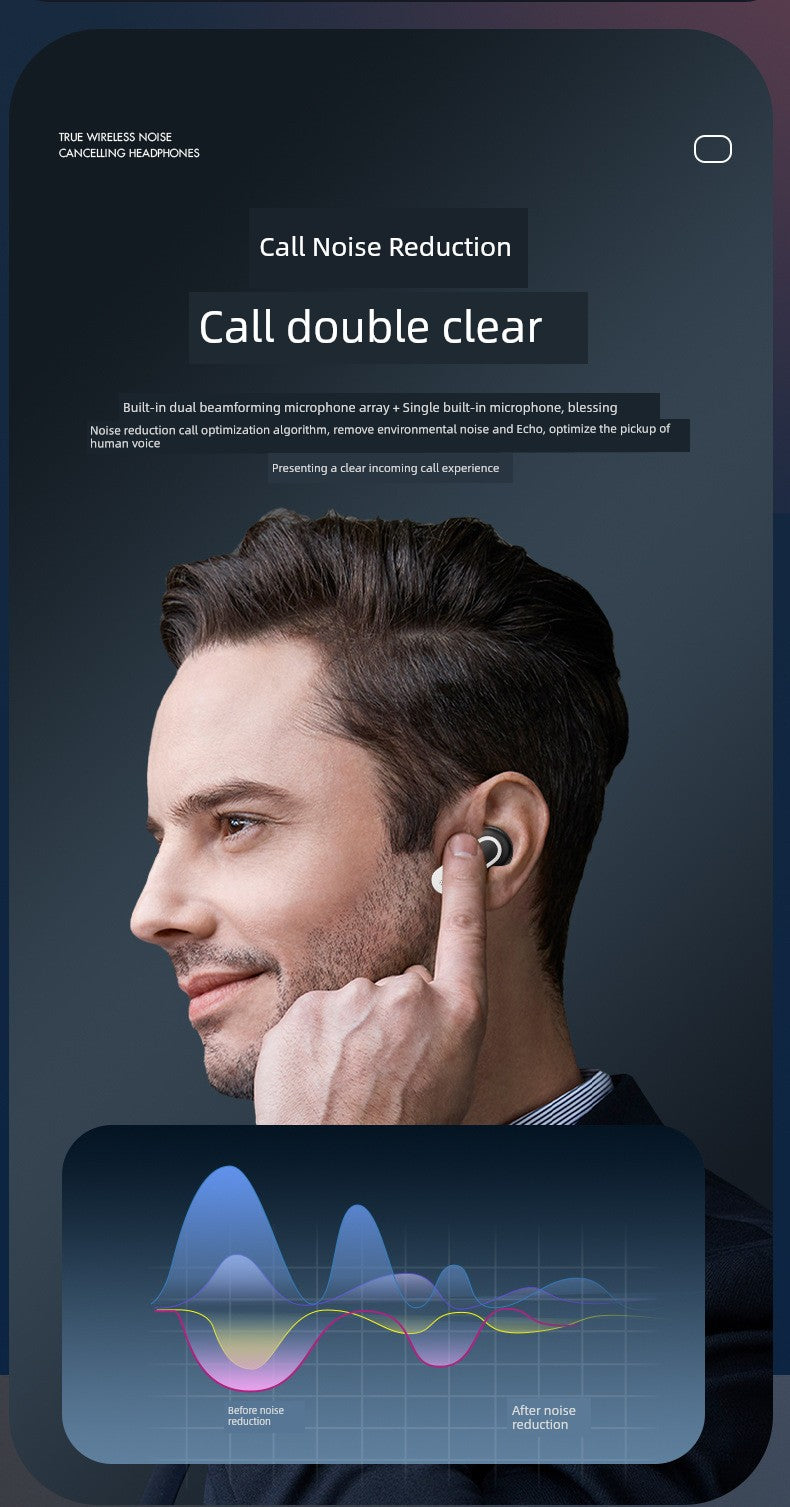 Smart Touch Screen Wireless Bluetooth Headset In-Ear Sports Business High Sound Quality Active Noise Reduction Long Battery Life