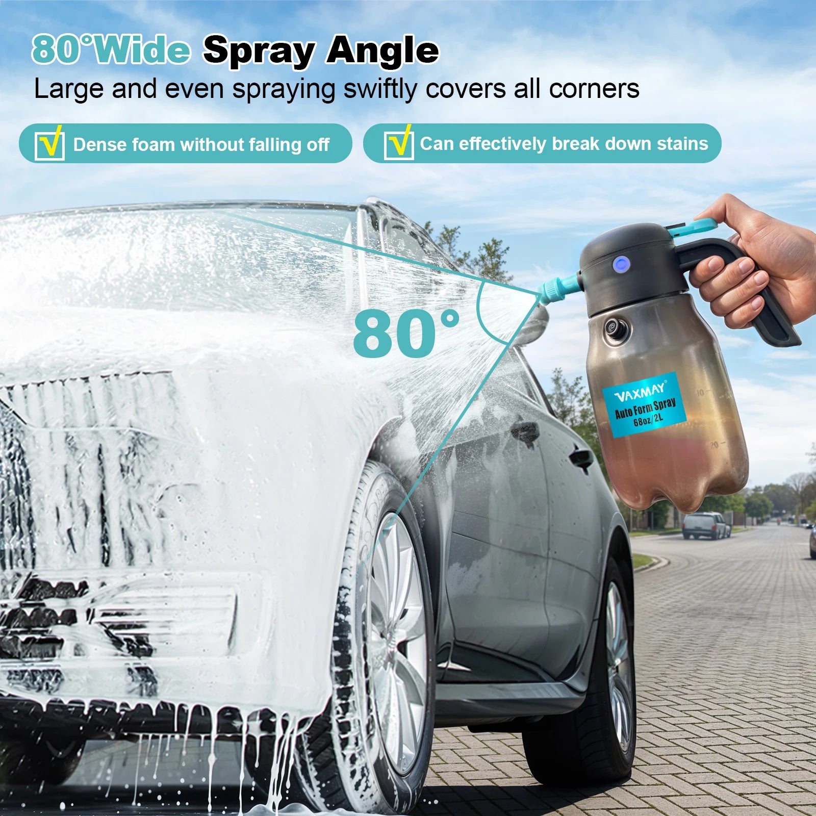 2L Electric Foam Sprayer 60PSI Powerful Battery Powered Car Foam Sprayer Rechargeable Car Wash Cordless Foaming Spray
