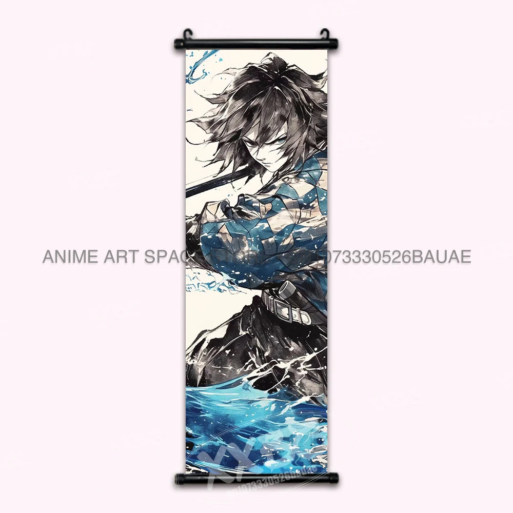 Demon Slayer Hanging Painting Kamado Tanjirou Home Decor Agatsuma Zenitsu Scroll Picture Hashibira Inosuke Anime Poster Wall Art