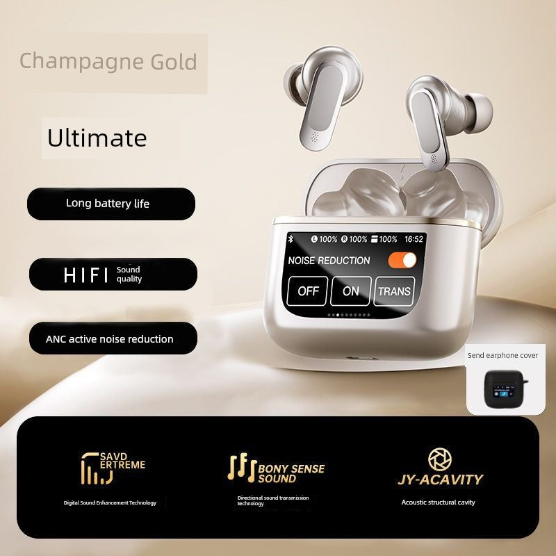 Smart Touch Screen Wireless Bluetooth Headset In-Ear Sports Business High Sound Quality Active Noise Reduction Long Battery Life