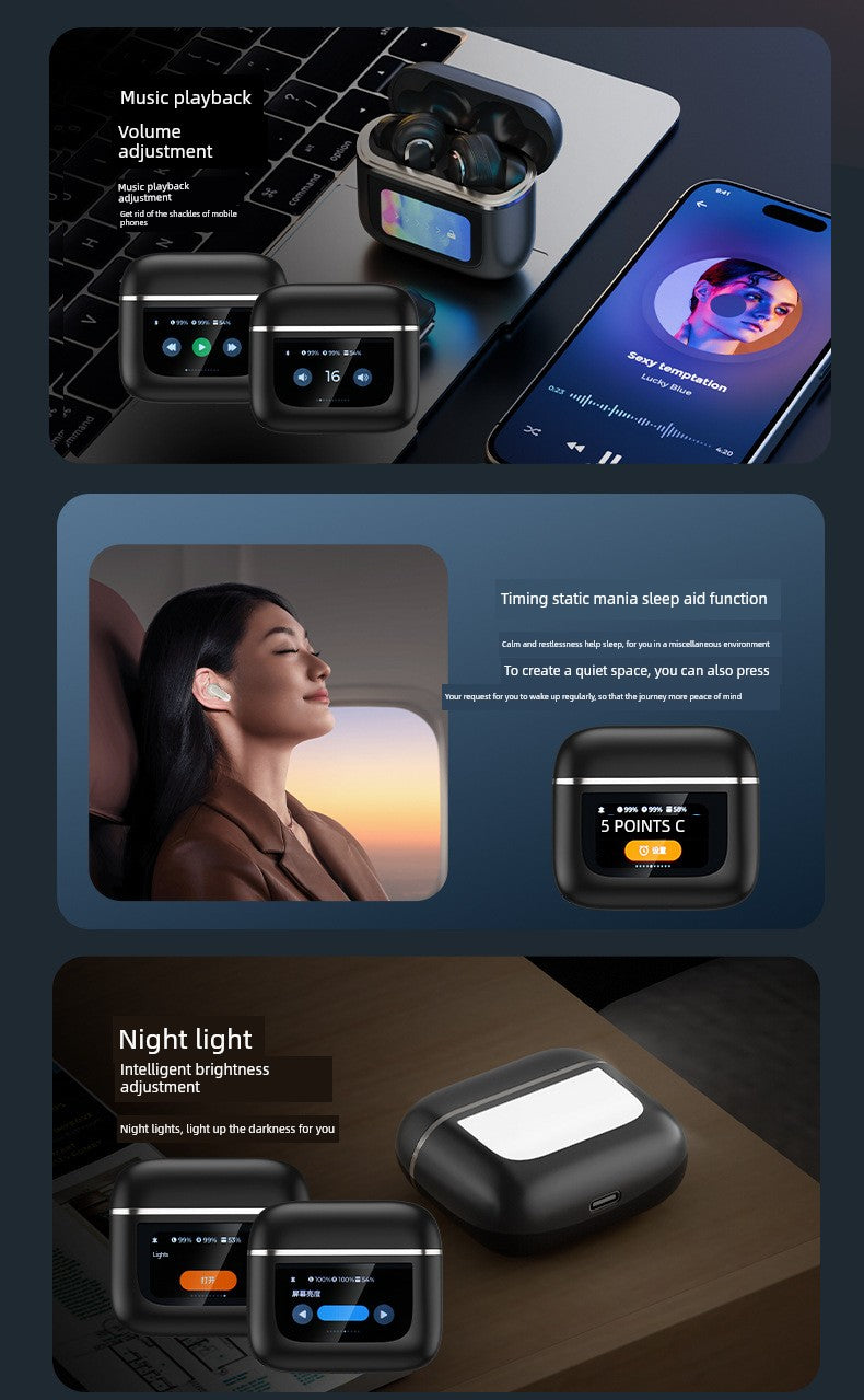 Smart Touch Screen Wireless Bluetooth Headset In-Ear Sports Business High Sound Quality Active Noise Reduction Long Battery Life